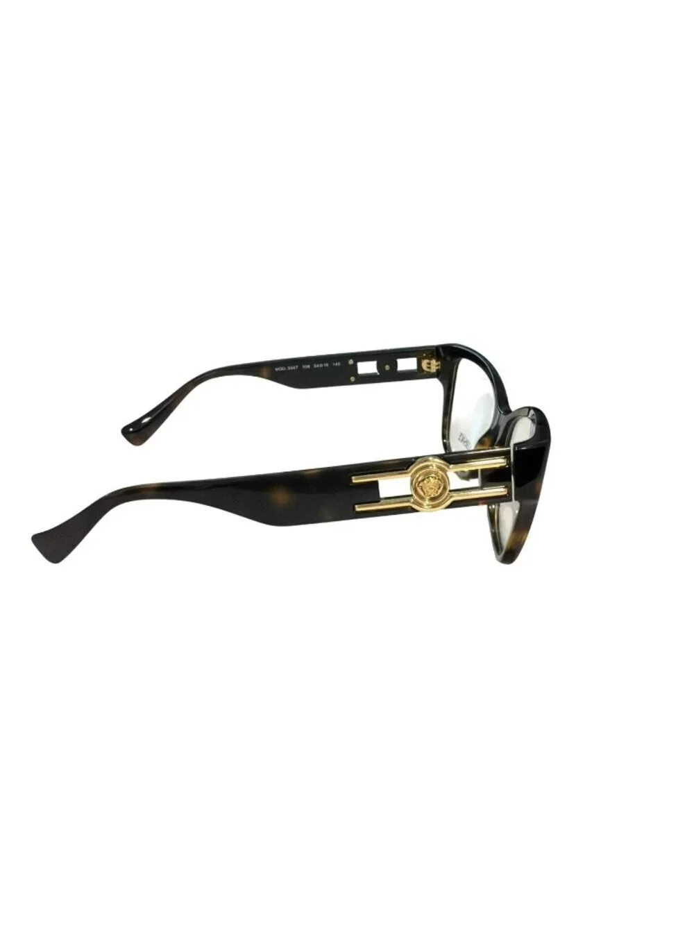Versace Tortoise Cat Eye RX Glasses Gold Medusa New 3347